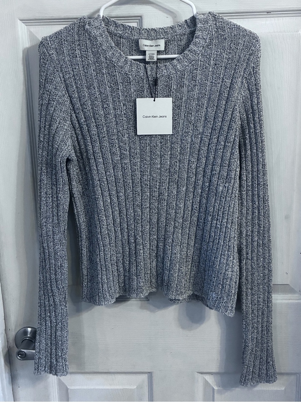 Calvin Klein Woman’s Sky Capti X-Large Ribbed Knit Sweater - Gray, Size: XL, NWT